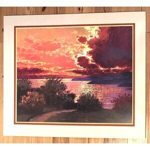 38x32 Mounted Triple Matted Sunset Art Print NUAGES by LITTORIO DEL SIGNORE 2003